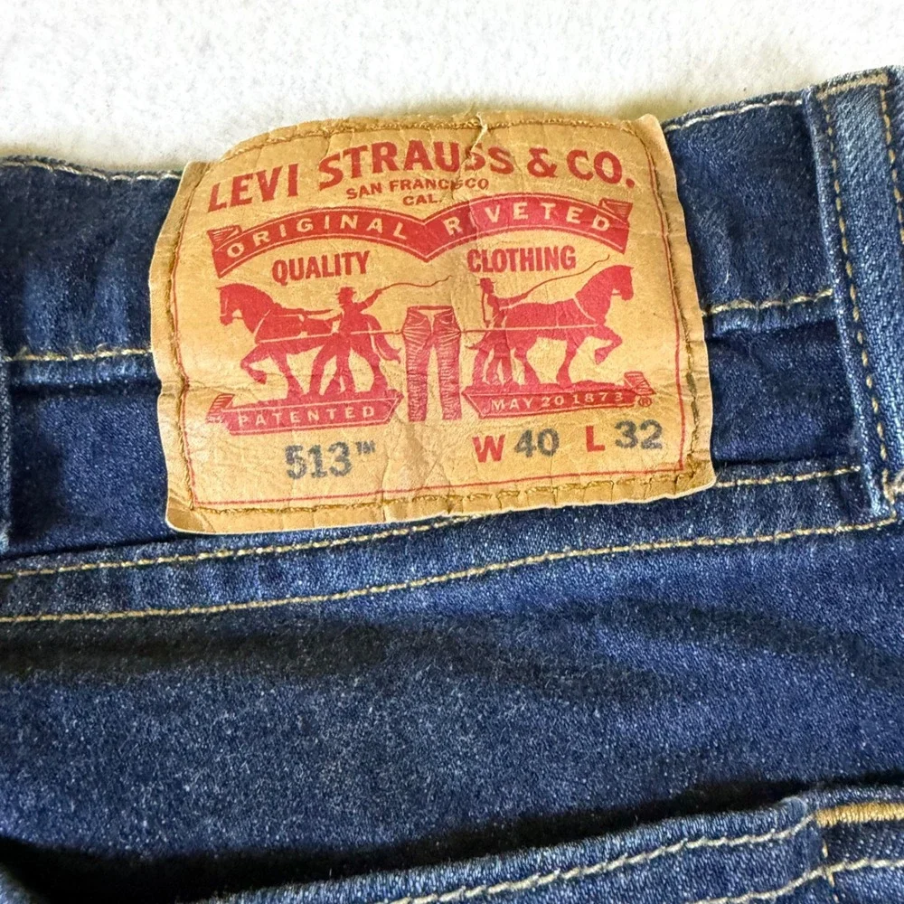Levis 513 Slim Straight Jeans Mens 40x32 Dark Wash Blue Denim‎ Pants 00513-0601